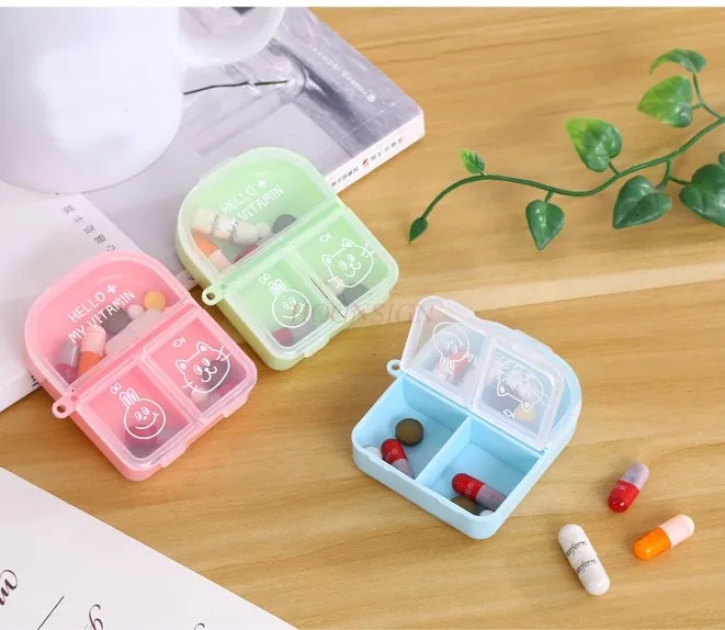 Cute Small Medicine Box Portable Medicine Box Storage Box Mini Small Split Multi grid Tablet Box