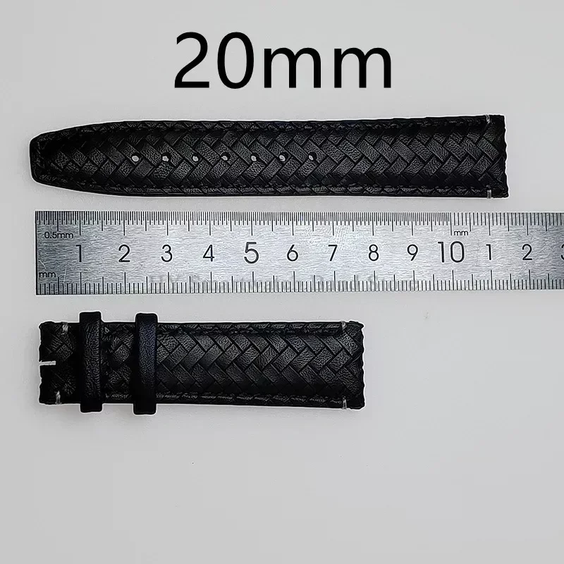 20mm 22mm Leather Watch Strap for IWC Pilot Series 371614/503312 Curved End Flat Wrist Band Metal Folding Clasp Braided Bracelet
