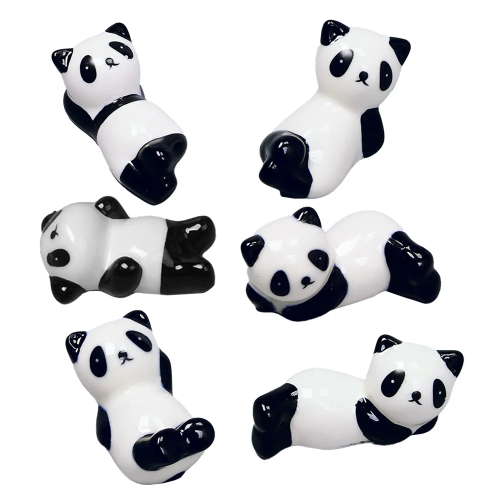 

6Pcs Ceramic Chopsticks Rest Panda Design Delicate Finish Compact Shape Beautiful Decoration for Home Kitchen Party Chopstick