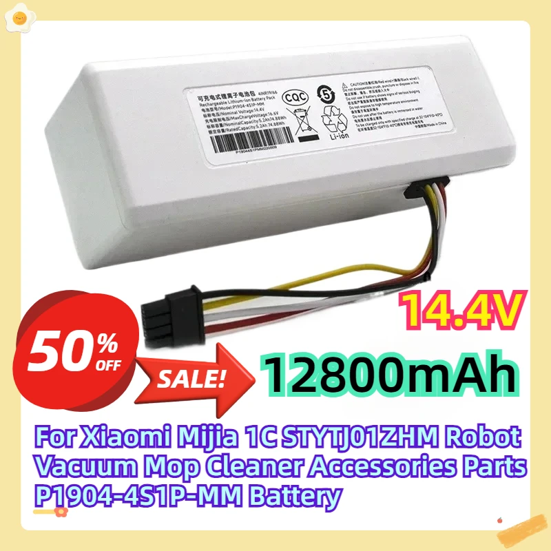 For Xiaomi Mijia 1C STYTJ01ZHM Robot Vacuum Mop Cleaner Accessories Parts 14.4V 12800Mah P1904-4S1P-MM Battery