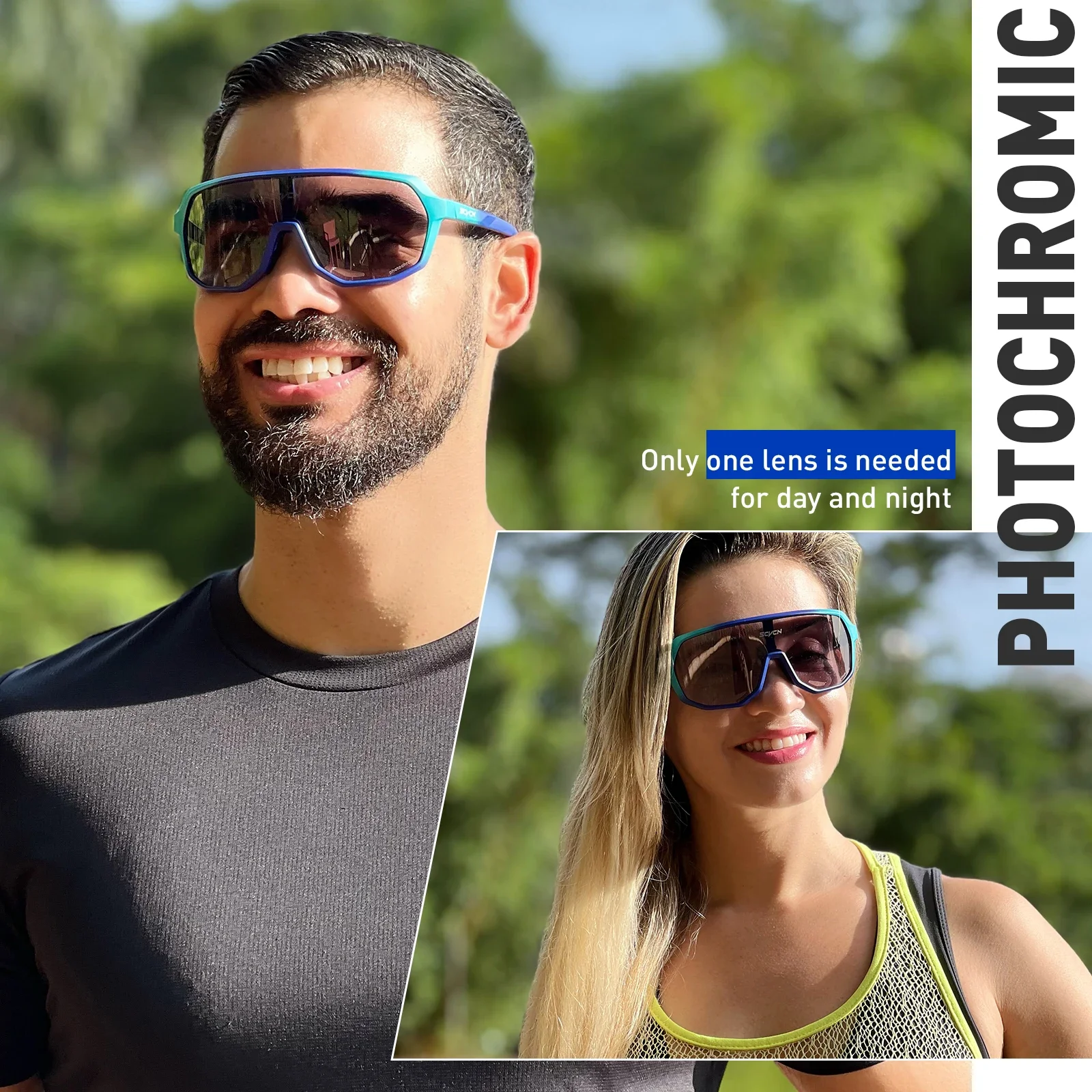 SCVCN Photochromic Cycling Glasses Windproof Outdoor Sports Eyewear Motocross Sunglasses Snowboard Goggles UV400 for Men Women