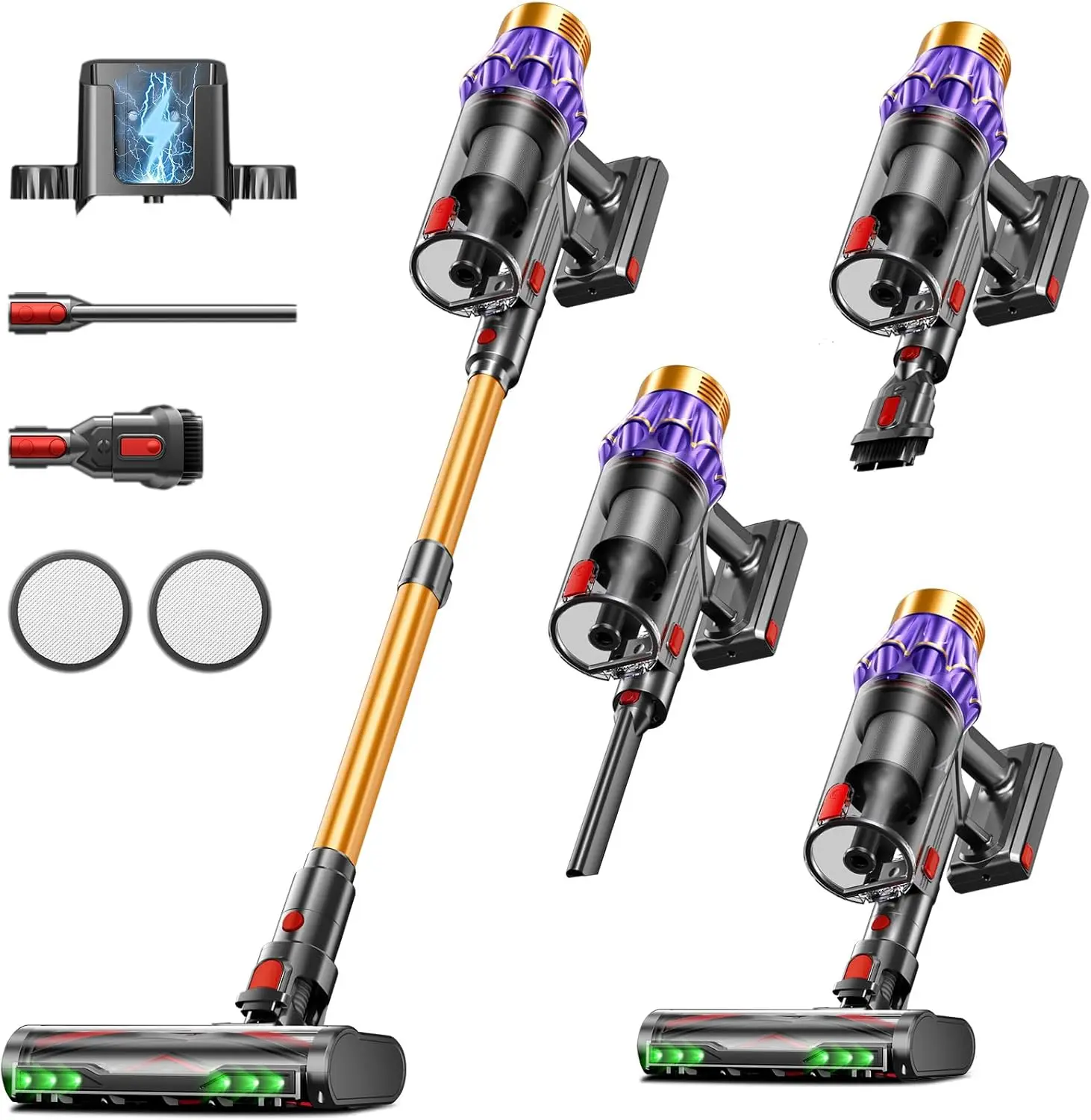 Cordless Stick Vacuum Cleaner for Home, 650W 60KPA 70-Minute Runtime, Self-Standing Wireless Vacuum with Anti-Tangle Brush, Smart Display, 1.8L Dust Cup, Ideal for Pet Hair and Carpets