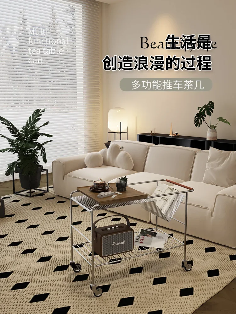 X Small Coffee Tables On The Sofa Can Be Moved, Modern Simple Cart, Medieval Stainless Steel Living Room, Advanced Corner Table