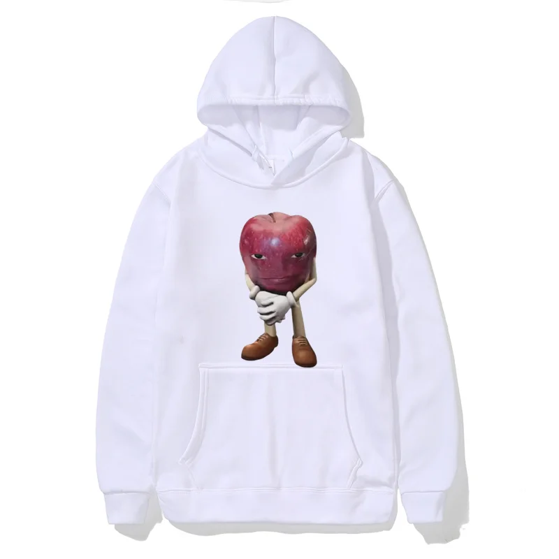 Funny Me Asf Apple with Face Meme Printing Men Hoodies All Match Loose Comfortable Sweatshirt Fleece Basic Hoodie Autumn Clothes