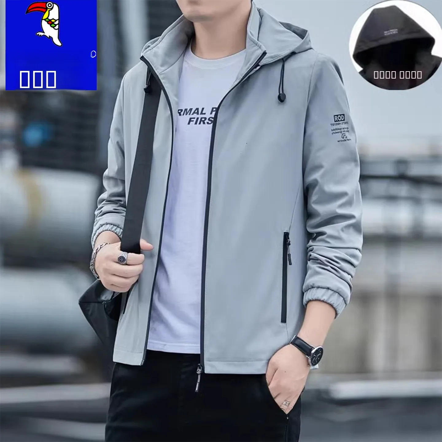 

Мужская весенне-осенняя куртка с капюшоном на подкладке Fce, повседневная спортивная ветрозащитная теплая куртка стандартного кроя из полиэфирного волокна, длинная молния-блискавка Cl...