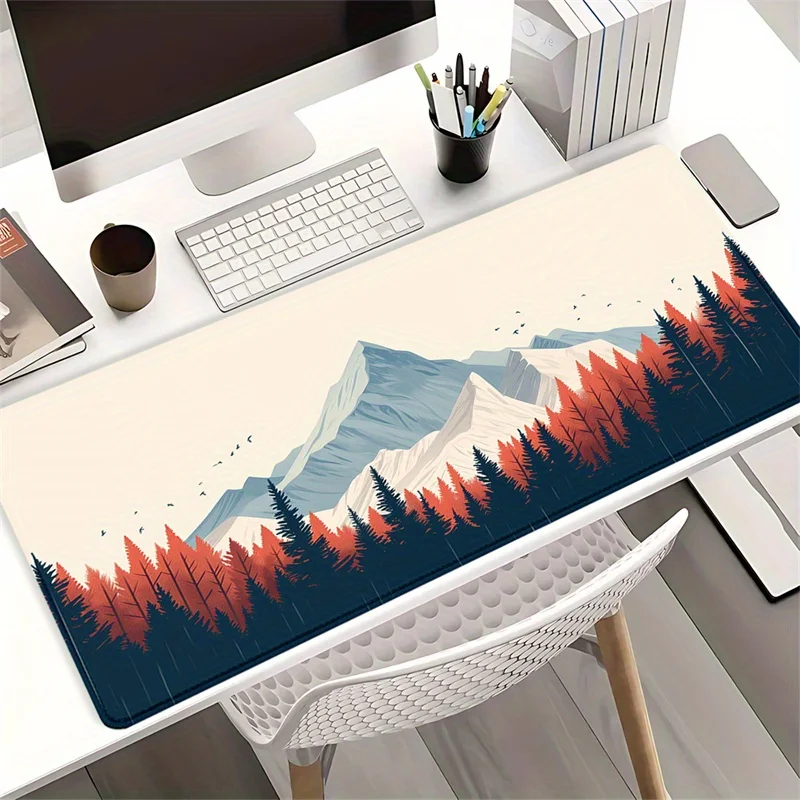 

Очень большой коврик для мыши Forest & Mountain — нескользящий коврик для стола с прошитыми краями и эргономичной опорой для запястья, 35,4x15,7 дюймов, 3 мм T