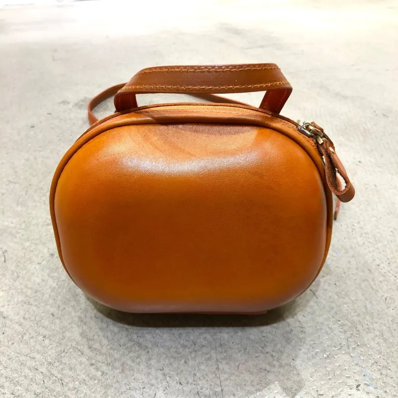 Handmade Retro Handbag Genuine Leather Female Bag Head Layer Cowhide Box Shoulder Bags Women Small Genuine Leather Crossbody Bag