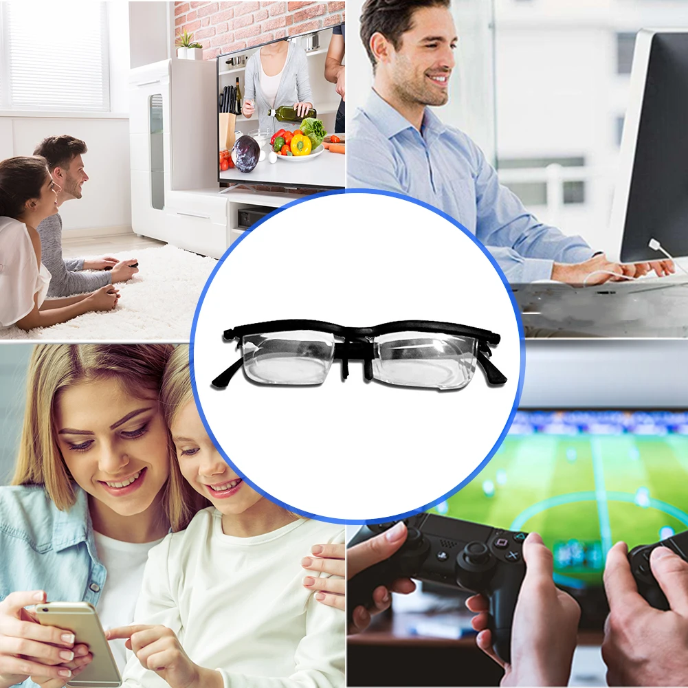 Focus Adjustable Glasses Multifunction Reading Glasses Universal Flexible Diopter Control Eyeglasses for Men Women