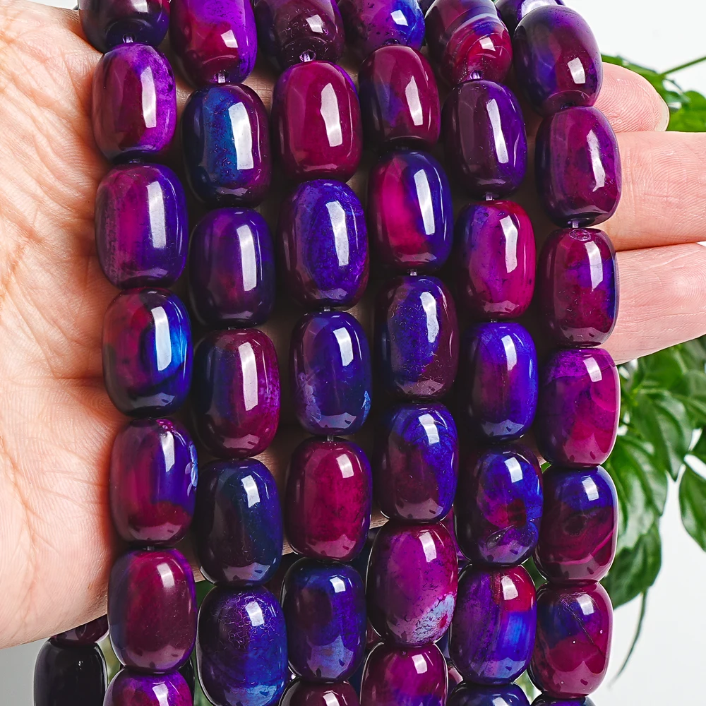 17x12mm Purple Agate Barrel Beads Loose Gemstone Beads for Jewelry Making DIY Bracelet Necklace Craft Supplies
