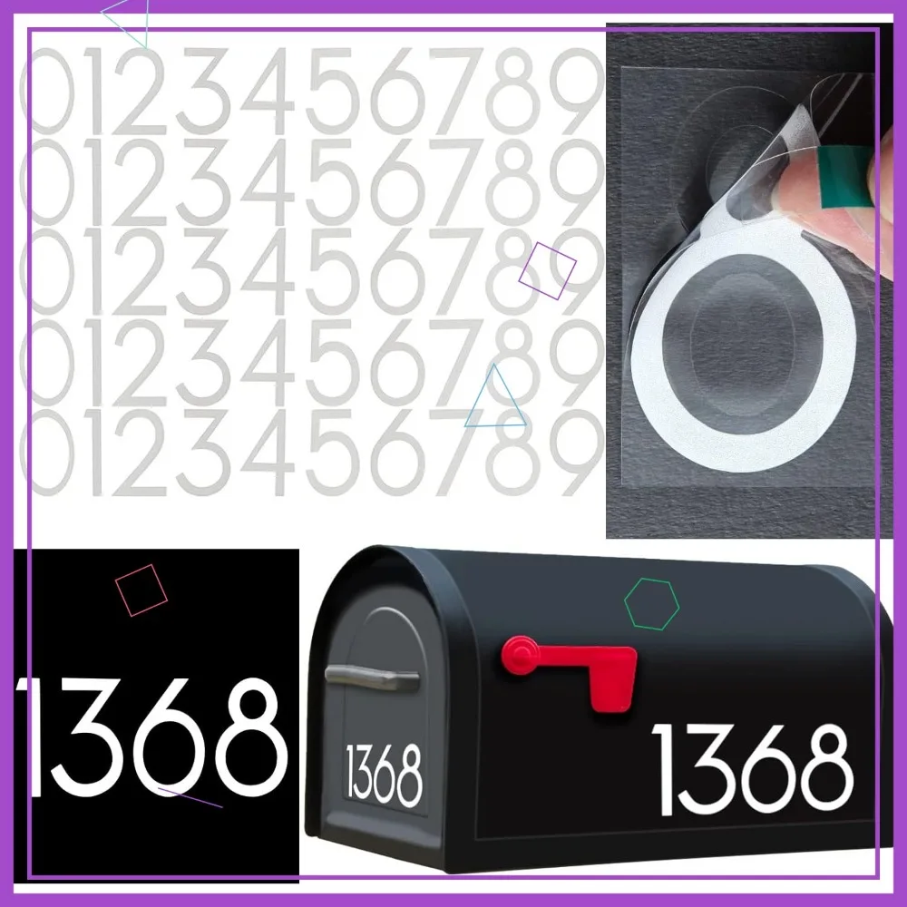 

Reflective Mailbox Numbers 5 Sets, Easy Peel Tabs, Pre-Cut Vinyl Stickers for Outdoor Use