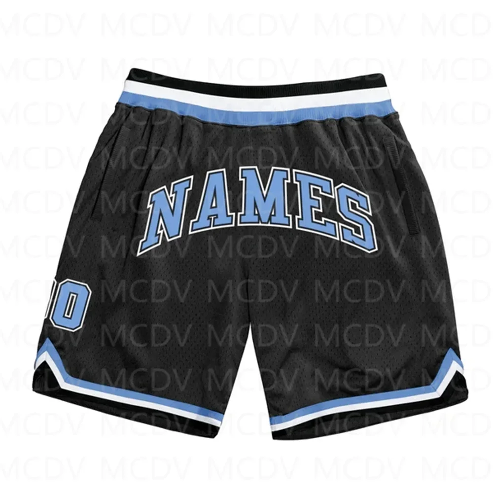 Custom Black Light Blue-Pink Authentic Throwback Basketball Shorts  3D All Over Printed Men\'s Shorts Quick Drying Beach Shorts