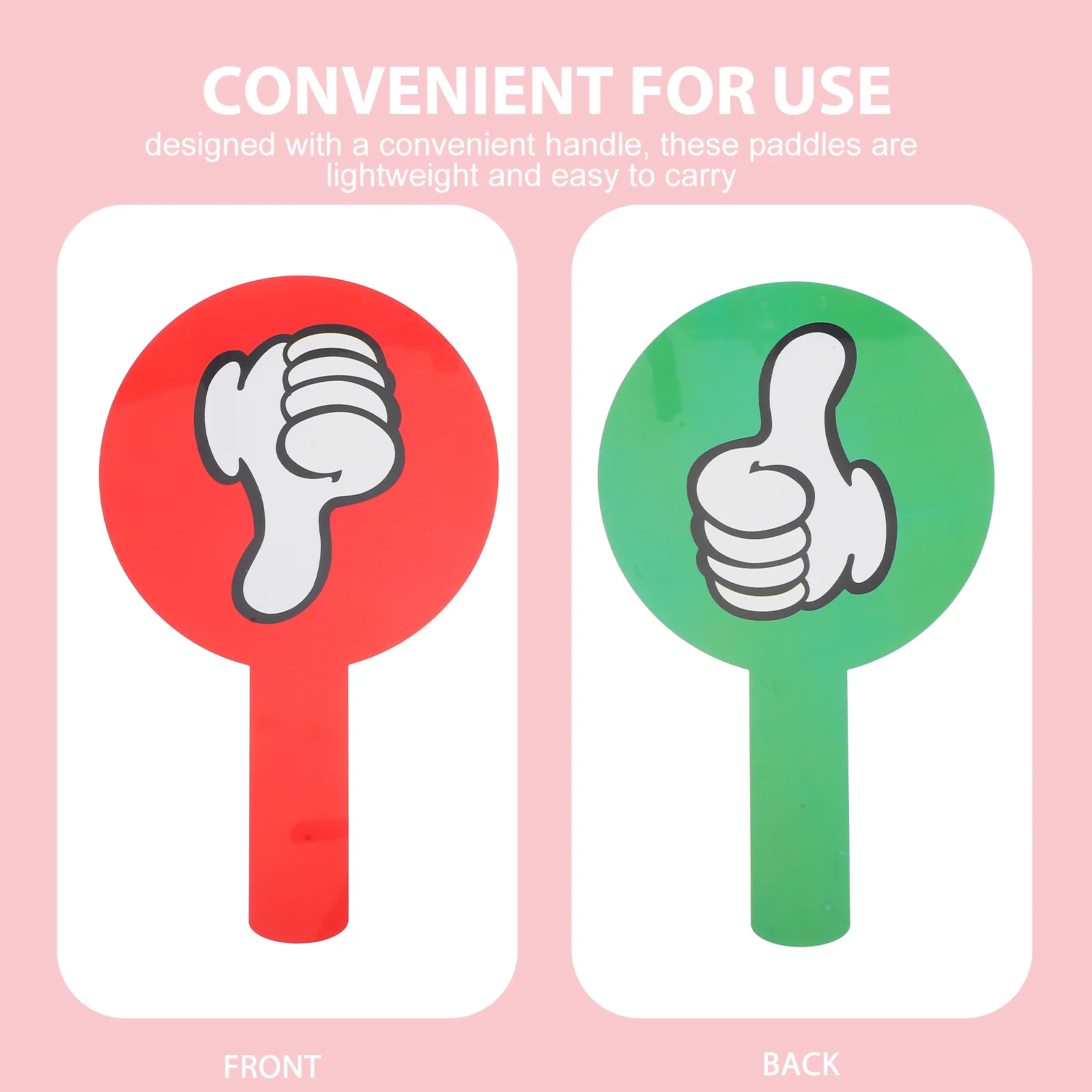 2 Pcs Hand Holding Score Board Classroom Thumbs up Paddles down Sign Handheld Card Voting Yes No