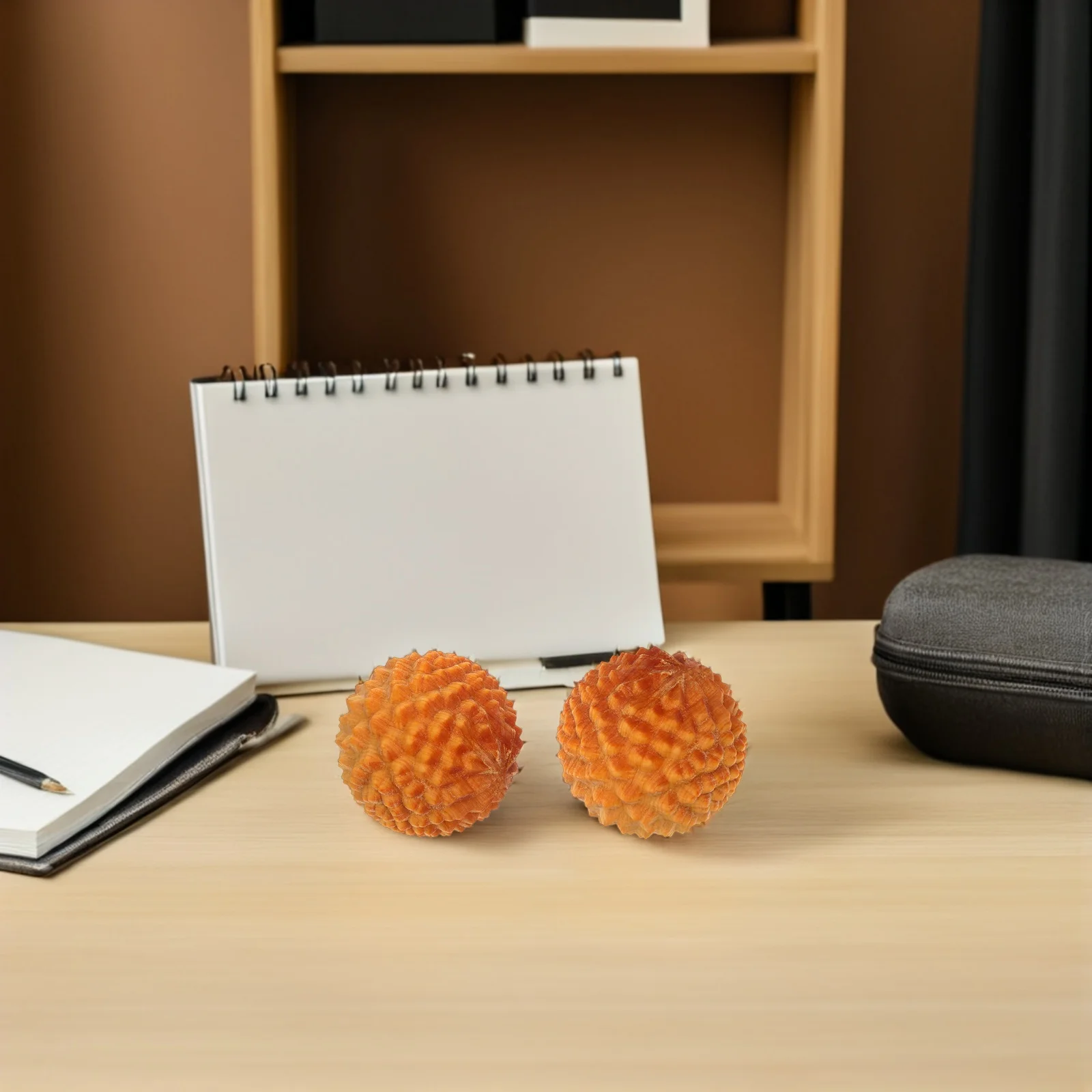 

2 Pcs Durian Massage Ball Baoding Balls for Hands Chinese Exercise Gym Light Brown Middle Aged
