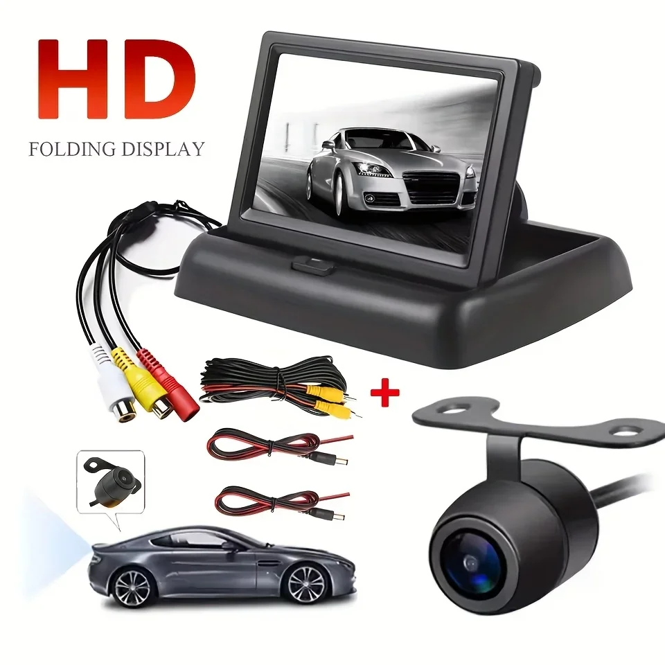 4.3inch TFT LCD Digital Display Screen Foldable Car Reverse Monitor Parking System Kit , Fit for SUVs, Trucks, RVs