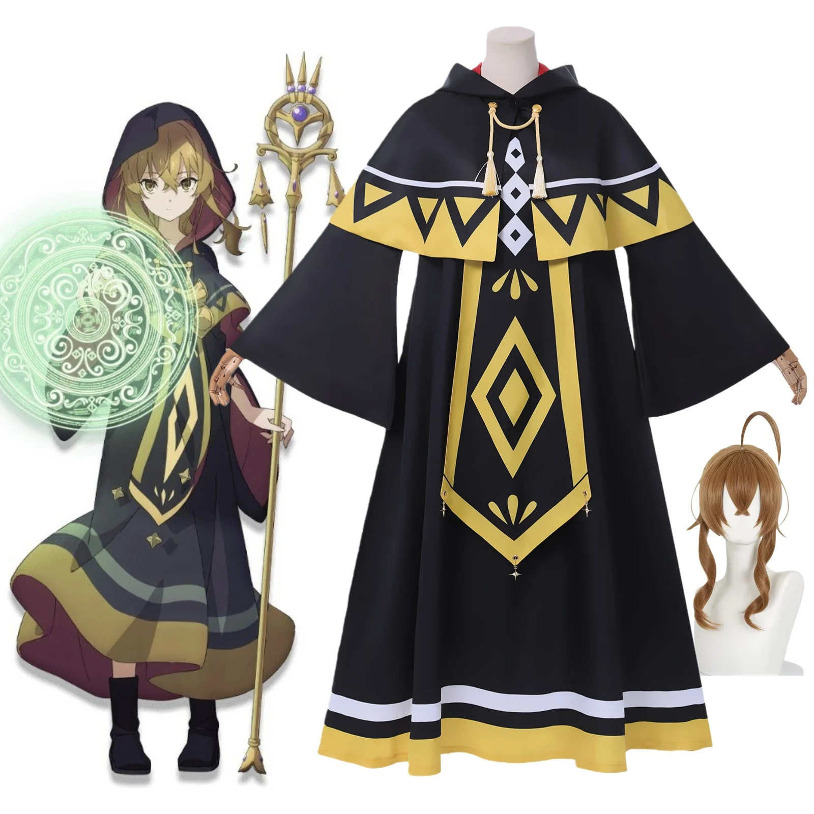 أسرار أنيمي الساحرة الصامتة مونيكا ايفريت تأثيري حلي شعر مستعار امرأة عيد الميلاد ملابس حفلات الهالوين