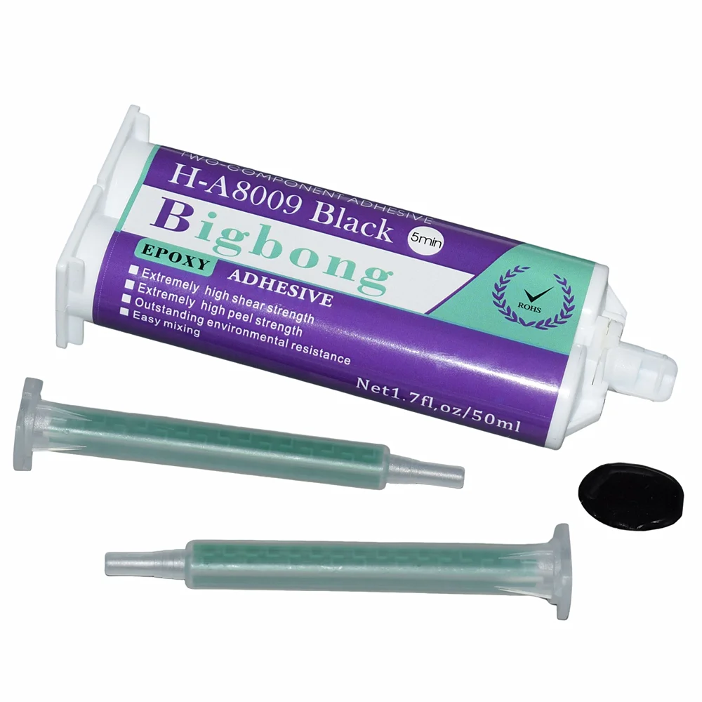 

1:1 Epoxy Resin Black Adhesives 50ml AB Glues Two-Component Structural Glue Strong Adhesive with 2pcs Static Mixer Mixing Nozzle