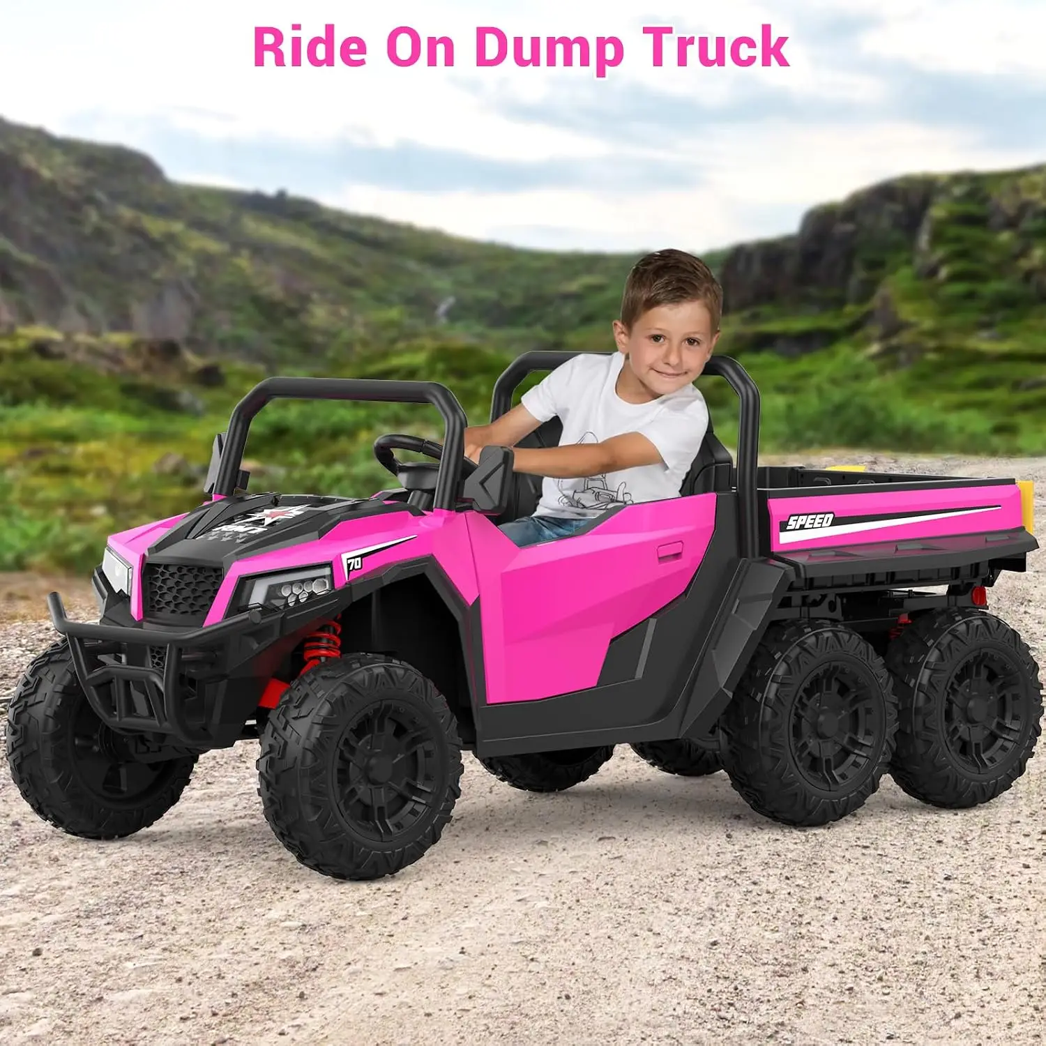 24V 4WD Electric Ride On Dump Truck Remote Control 2-Seater Kids Ride On Car Music Player LED Lights Birthday Gift Ages 3+ Key S