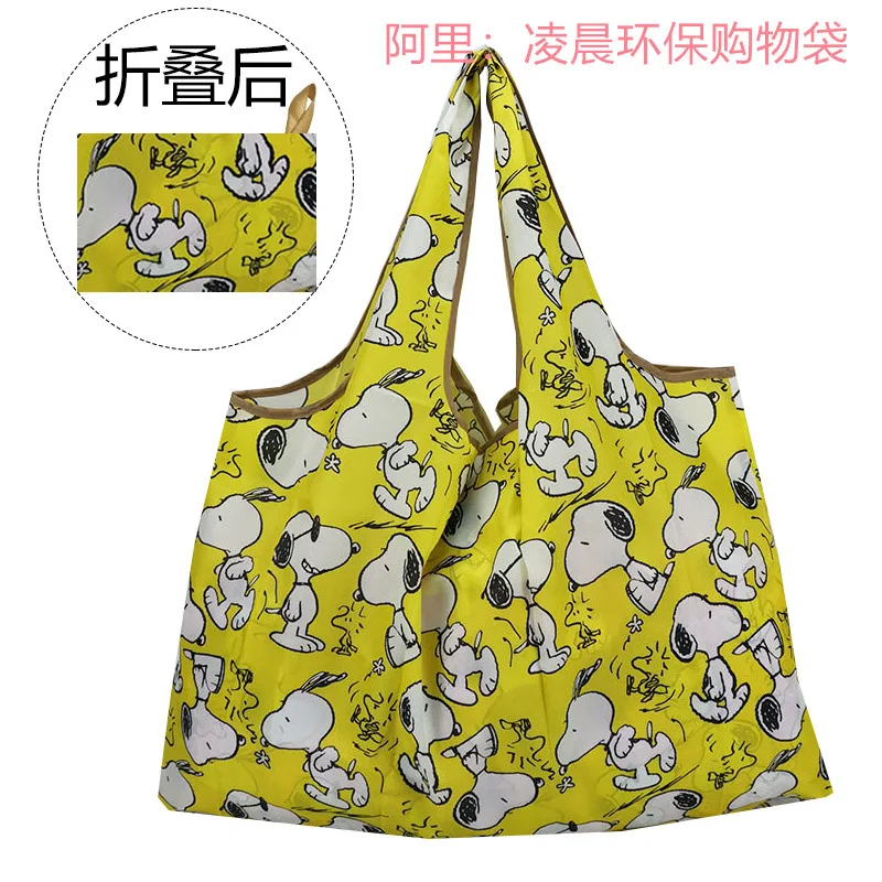 Snoopy Cartoon Foldable Shopping Bag Reusable Waterproof Polyester Big Size Thick Nylon Tote Portable Shoulder Women\'s Handbags