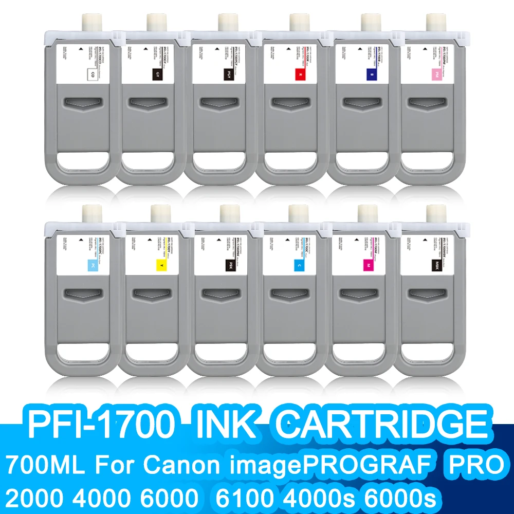 700ML PFI-1700 Compatible Ink Cartridge With Pigment Ink For Canon PRO 2000 4000 6000 PRO-6100 PRO-4000s PRO-6000s Printer