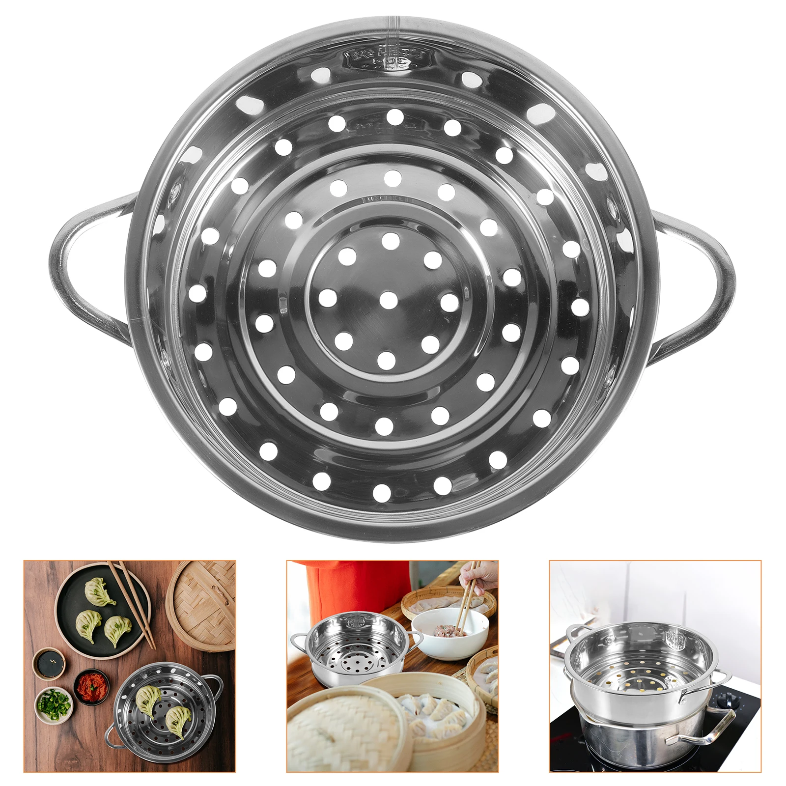 

Stainless Steel Basket Dual Handles Fine Surface Steamer Grid For Dumplings Buns Kitchen Cooking Steam Basket Small