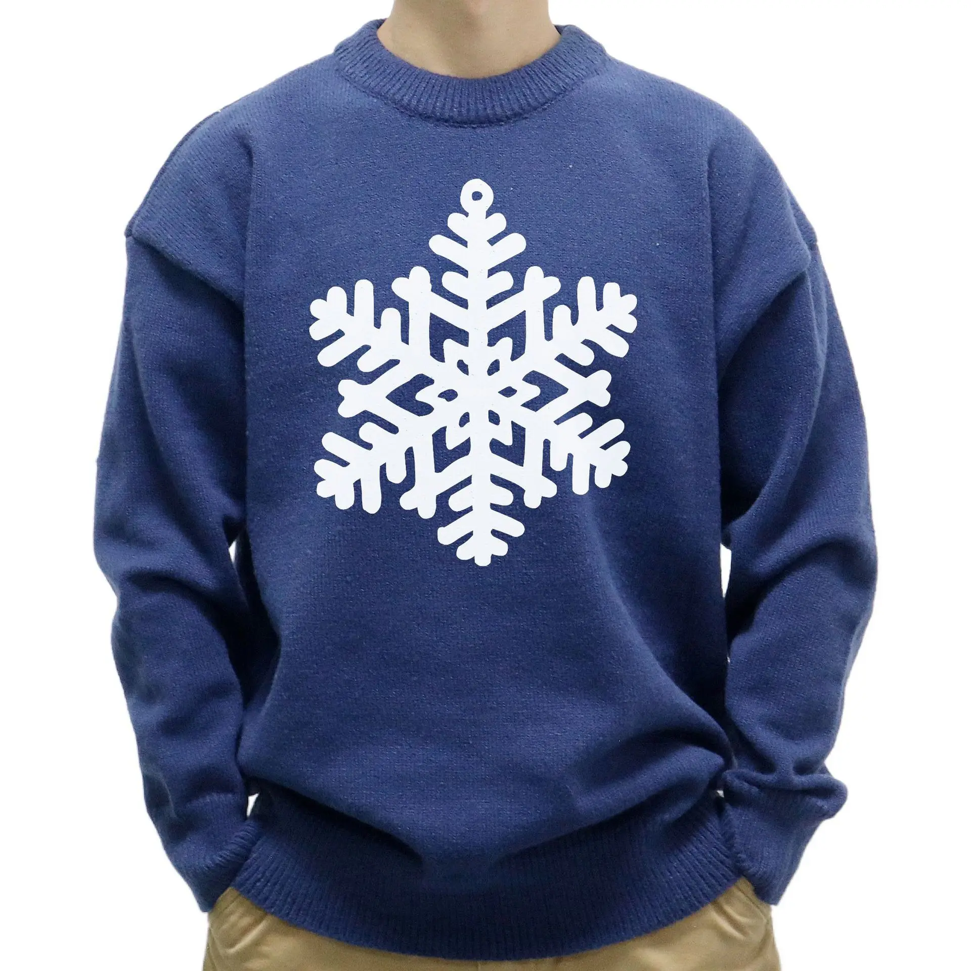 Mens Clothing Autumn and Winter Pullover Christmas Heat Transfer Casual Knitted Sweater for Men