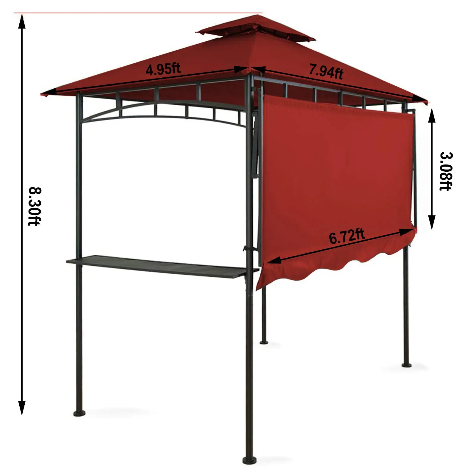 5x8 Ft. Air Vent Double Tiered Outdoor Canopy Big Awning BBQ Grill Gazebo for Patio