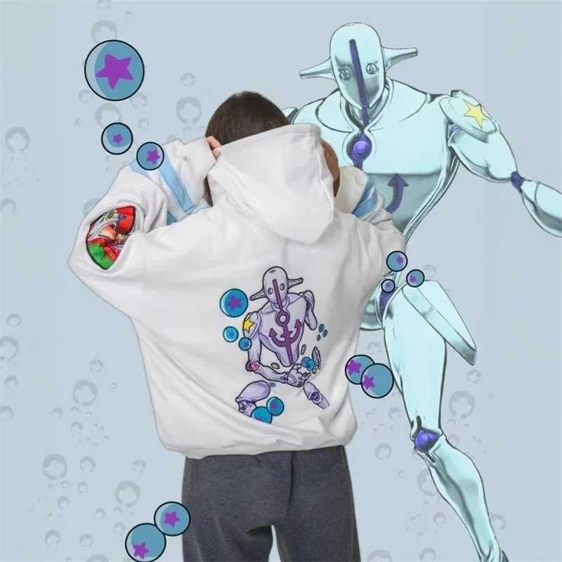 

Soft And Wet Embroidered White Hoodies Men Zip Up Streetwear Anime Casual Oversized Sweatshirt Women Tops