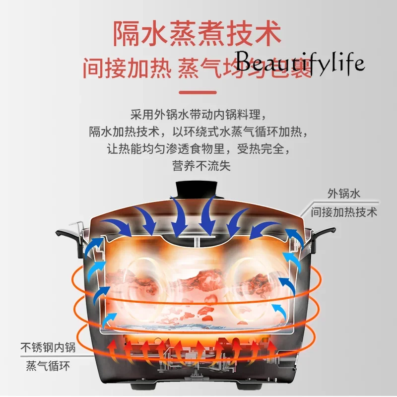 11T Electric Pot Whole Pot Uncoated Stainless Steel Multifunctional Rice Cooker Cooking Brine Stew Pot 4L