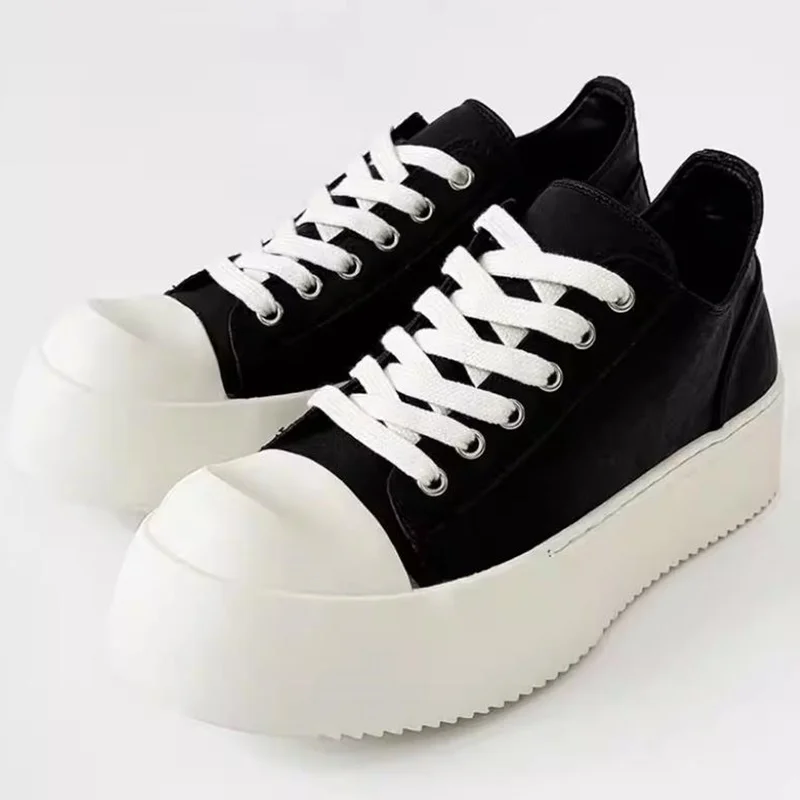 

Simple Style Fashion Big-head Sneakers Men High-street Thick-soled Derby Shoes Trendy Men's Lace-up Casual Leather Shoes