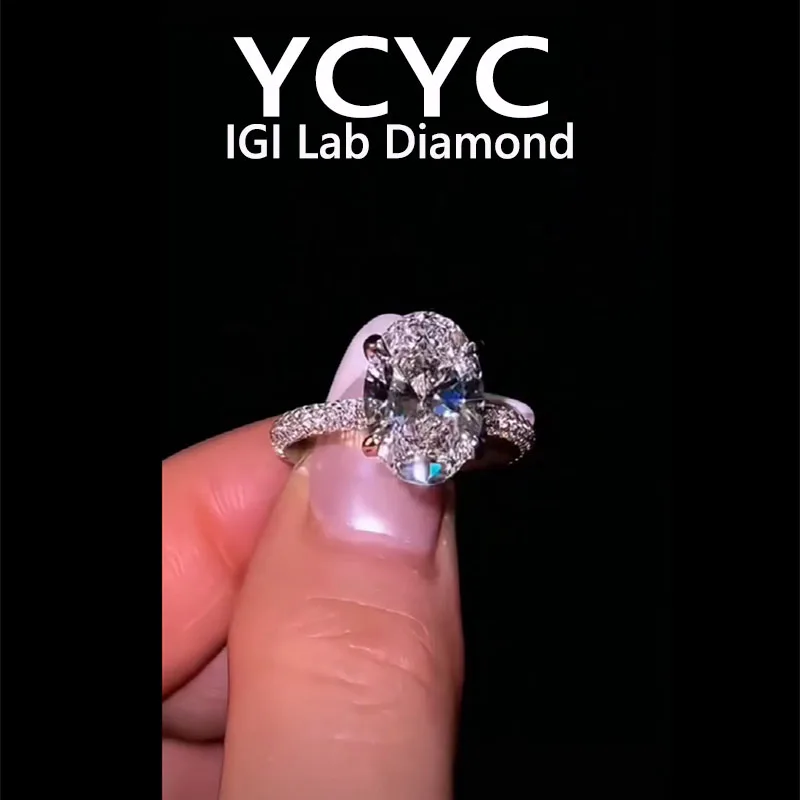 Lab Grown Diamond 1 2 3 4 Ct Ring Solid14K White Gold Oval Cut Diamond CVD HPHT DEF VS-VVS Wedding Ringengagement ring