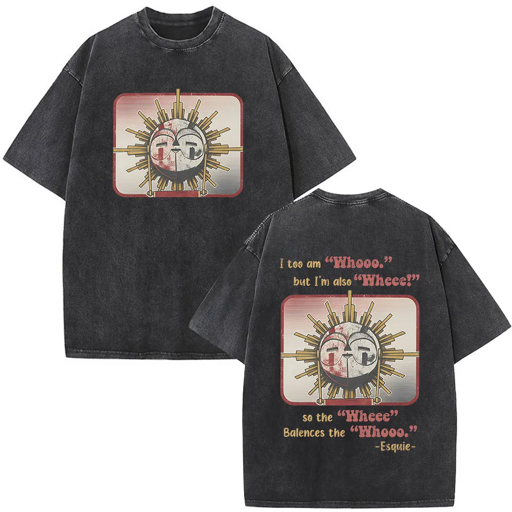 

Винтажные потертые футболки Gamer Esquie Clair Obscur Expedition 33, символ Святого Солнца, мужская и женская модная хлопковая футболка с коротким рукавом