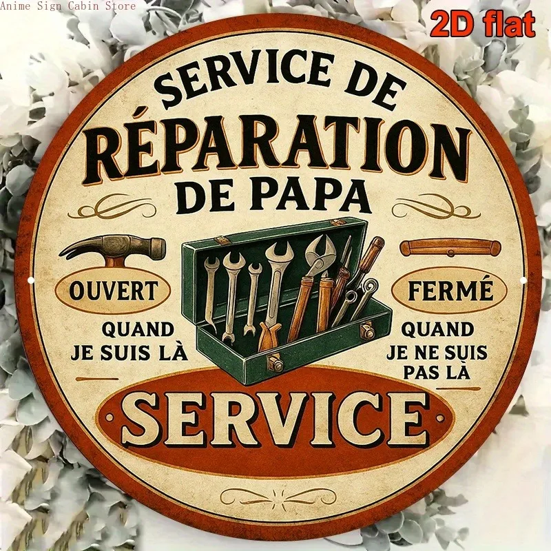 2D Flaches 1-teiliges Klassisches Blechschild Professionelle Bar-Restaurant-Dekoration für Gewerbe