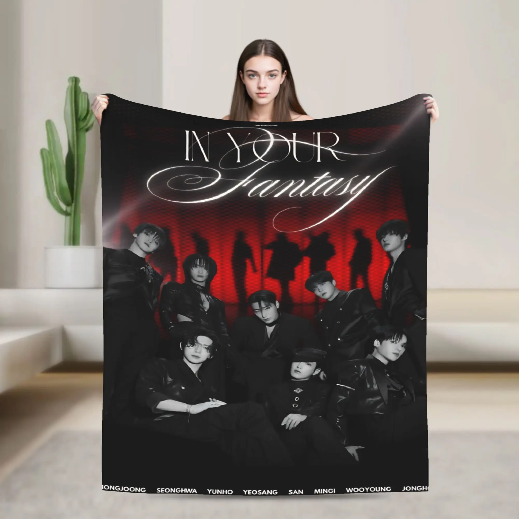 Ateez Korean Band Blanket In Your Fantasy Album Soft Plush Bedding Throws For Couch Bed Decorative Flannel Bedspread Bed Cover