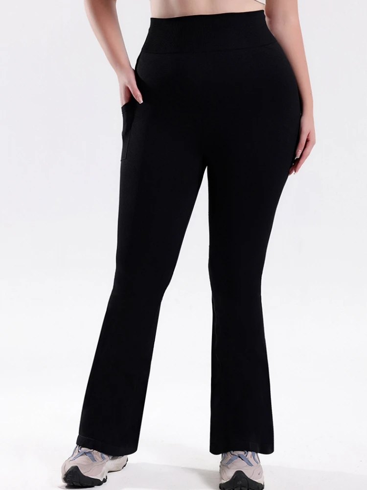 

XL-4XL Plus Size Women's Super Soft High Waisted Flare Pants, Leggings Tummy Control Soft Bootleg Bell Bottoms Running