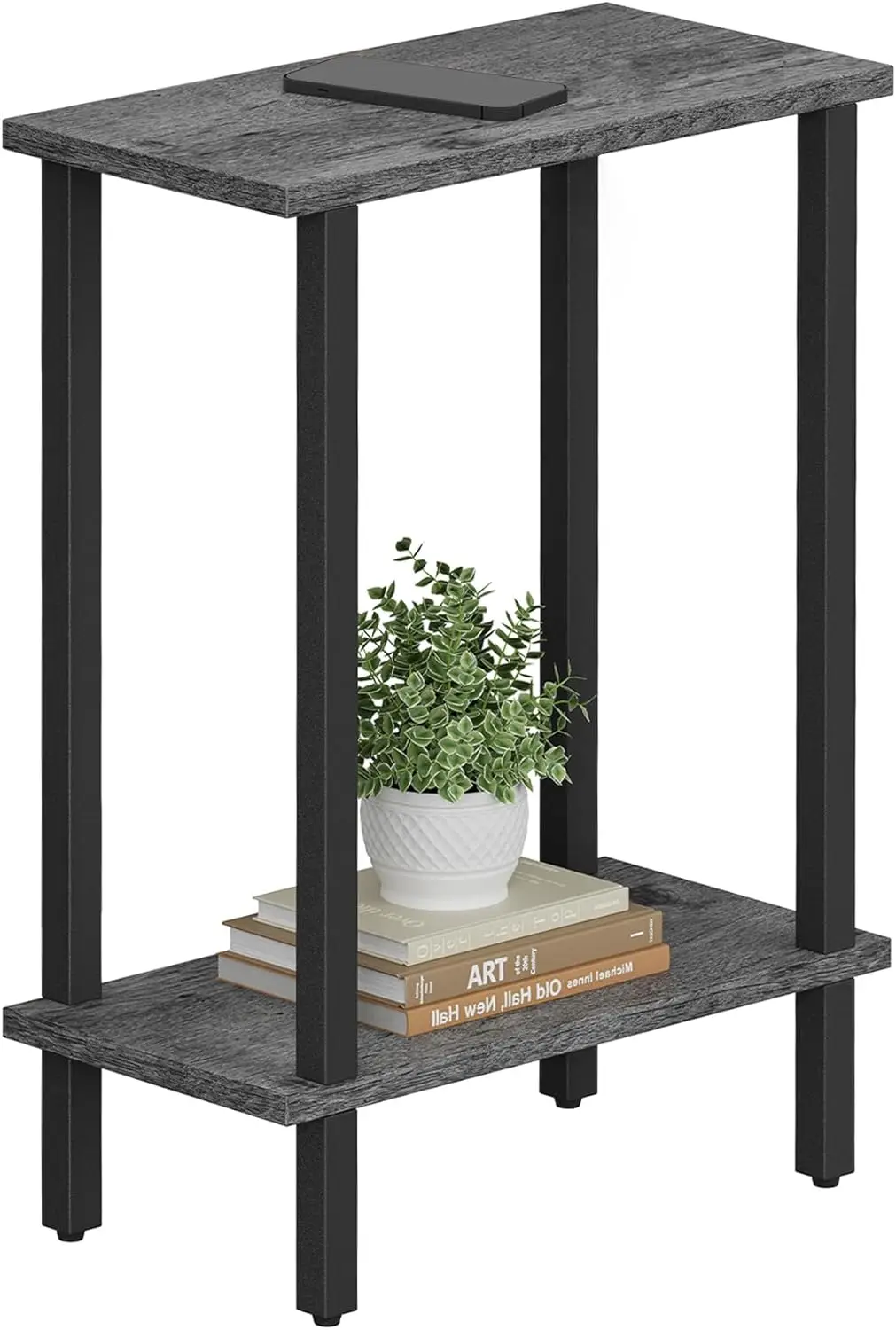 

Small Side Table, Narrow End Table, Skinny Sofa Table, Slim Nightstand, Couch Table, Living Room, Bed Room, Charcoal Grey TB0