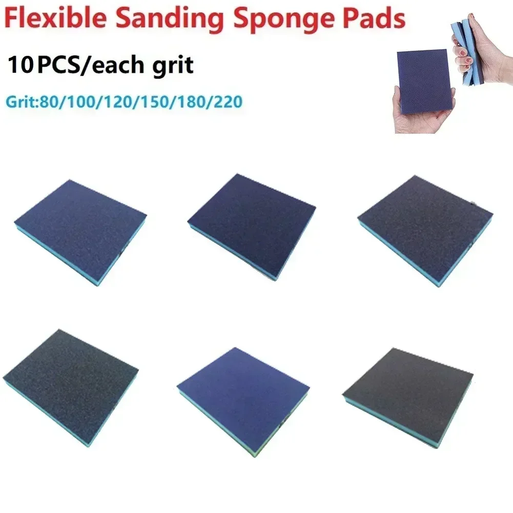 

Long lasting Sanding Sponge Pads 10pcs Flexible WetDry Foam Sandpaper Polishing Blocks Grit 80/100/120/150/180/220