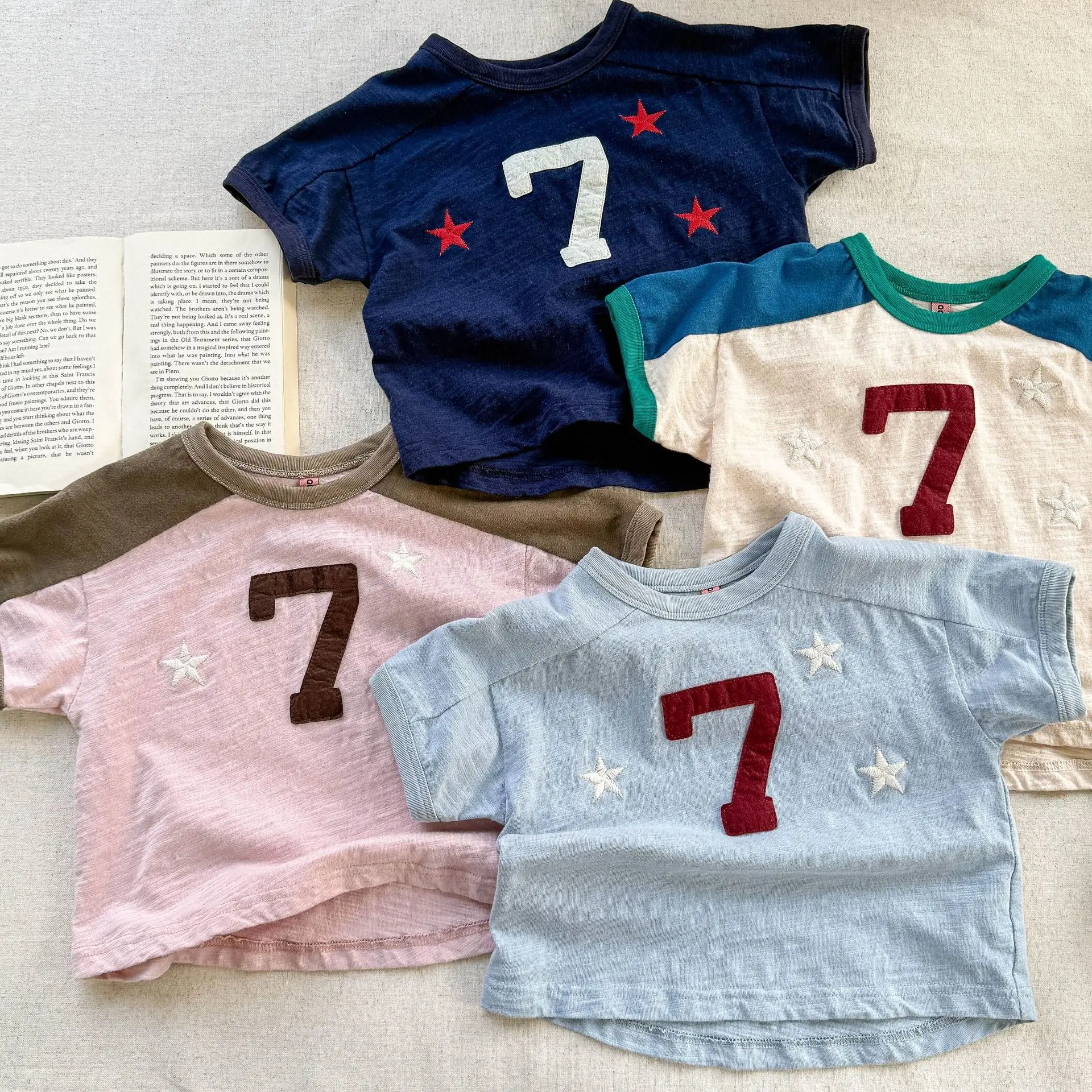 2026 Children's Summer Clothing Korean Kids' T-shirt Patchwork Raglan Sleeve Boys Tees Girls Casual Tops 1-6Y