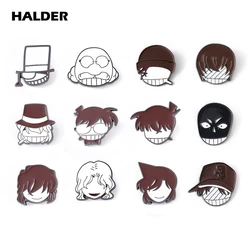 HALDER Detective Conan Enamel Pin Anime Kudou Shinichi Mouri Ran Brooch Jason Kidd Badge Backpack Jewelry Gift for Men Fans