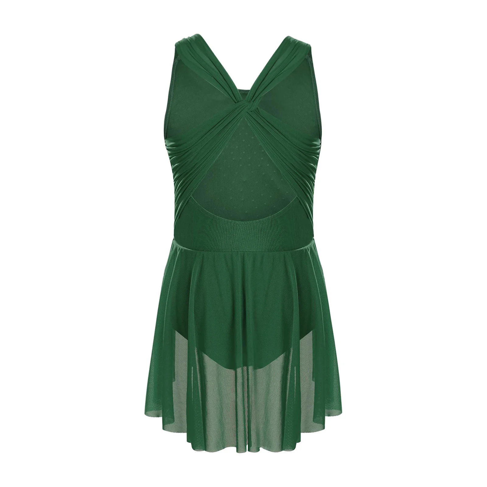 6-16Y الفتيات ملابس رقص غنائية بلا أكمام انقطاع الراين الشكل التزلج يوتار فستان الجمباز البهلوانية ارتداءها #3