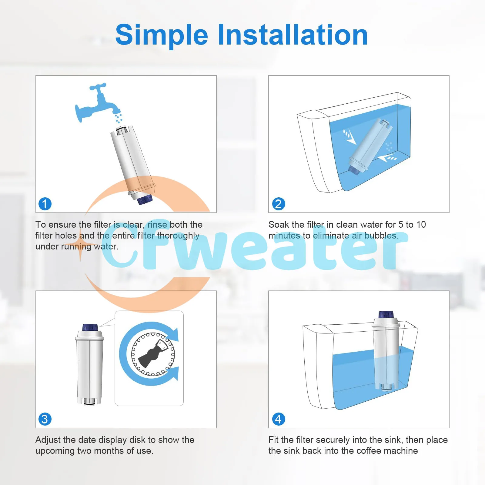 12-1Pcs DLSC002 Water Filter Replacement Coffee Filter for Delonghi DLSC002 Cfweater Water Filter Fit for Delonghi Machine Parts