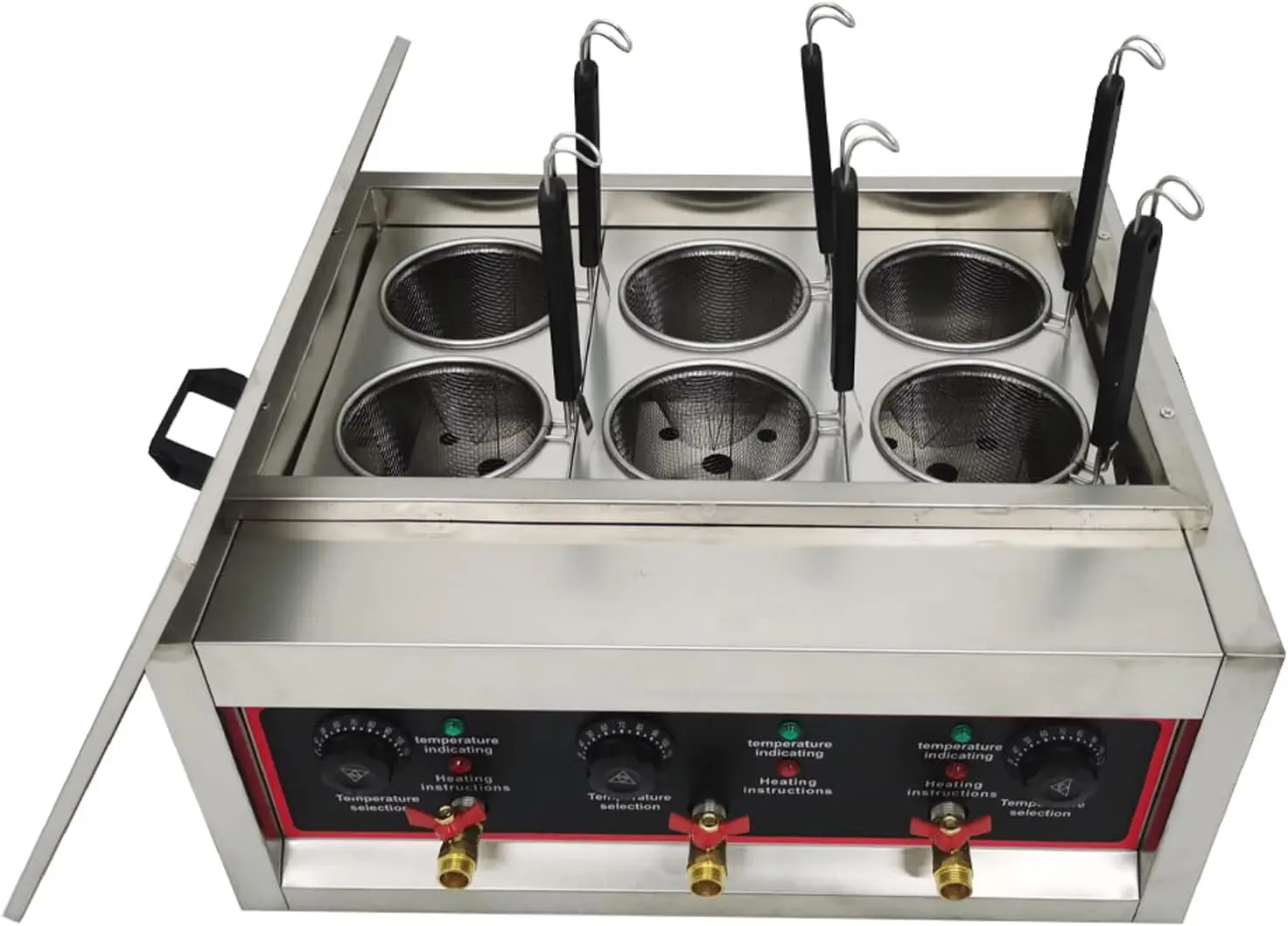 ماكينة طهي المعكرونة التجارية ذات 6 فتحات ماكينة طهي المعكرونة الكهربائية ماكينة صنع المعكرونة 220 فولت