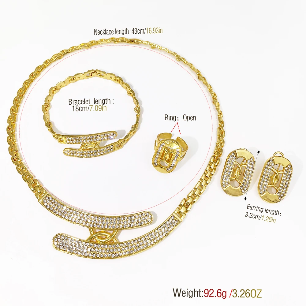 GZJPEI 4 Pcs/Set Fashion Jewelry Set Shiny White Zircon Jewelry For Womeng Wedding Jewellery Accessories 2026 New Trendy