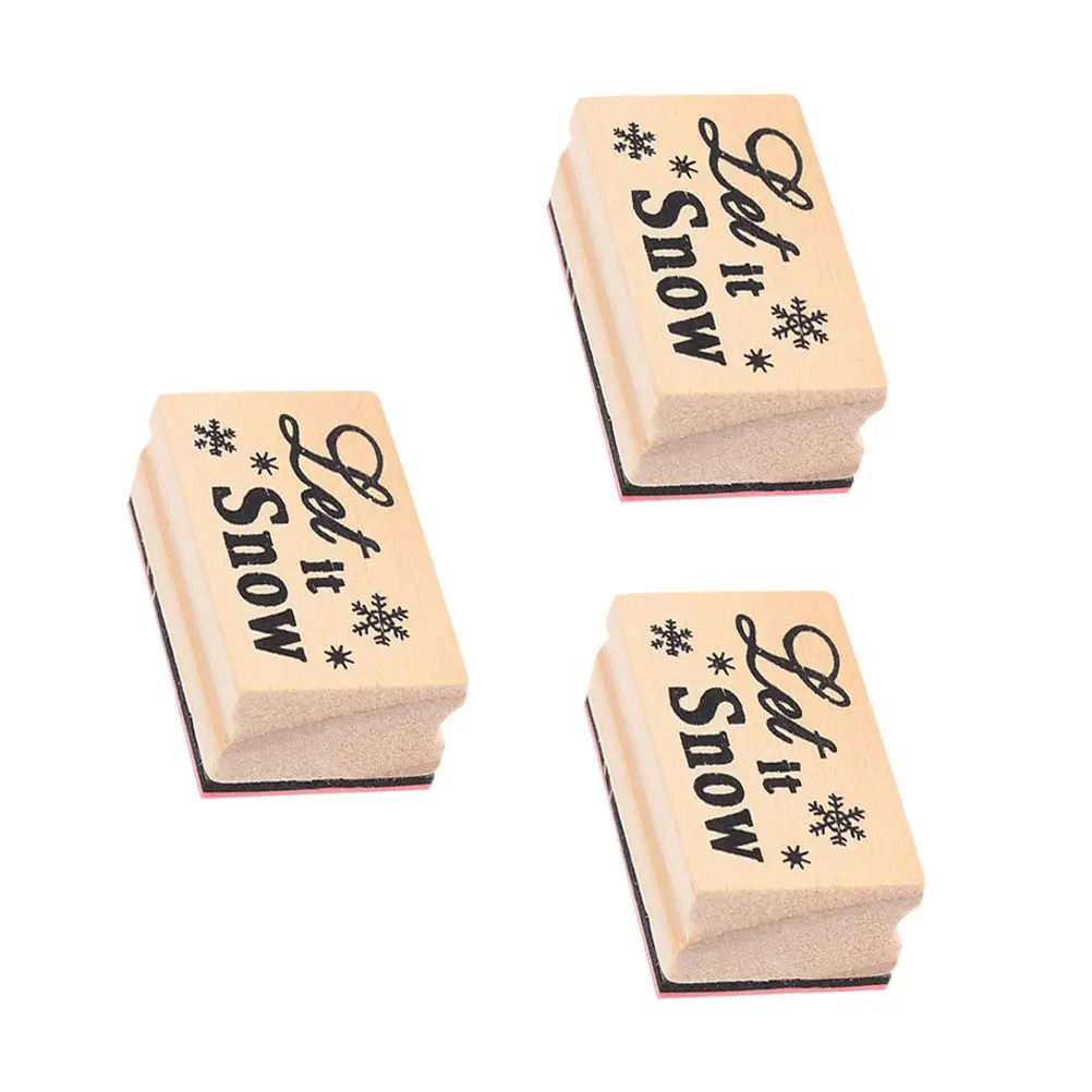 

3Pcs Snowflake Stamp Wooden DIY Craft Seal for Scrapbook Christmas Cards Journal Decoration Handmade Art Creative Kids Gift