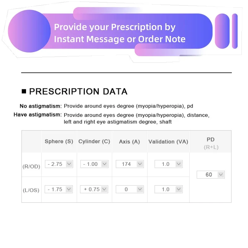 Anti Blue Light Glasses Myopia Optical Prescription Eyeglasses Aspherical Custom Lenses with Degree