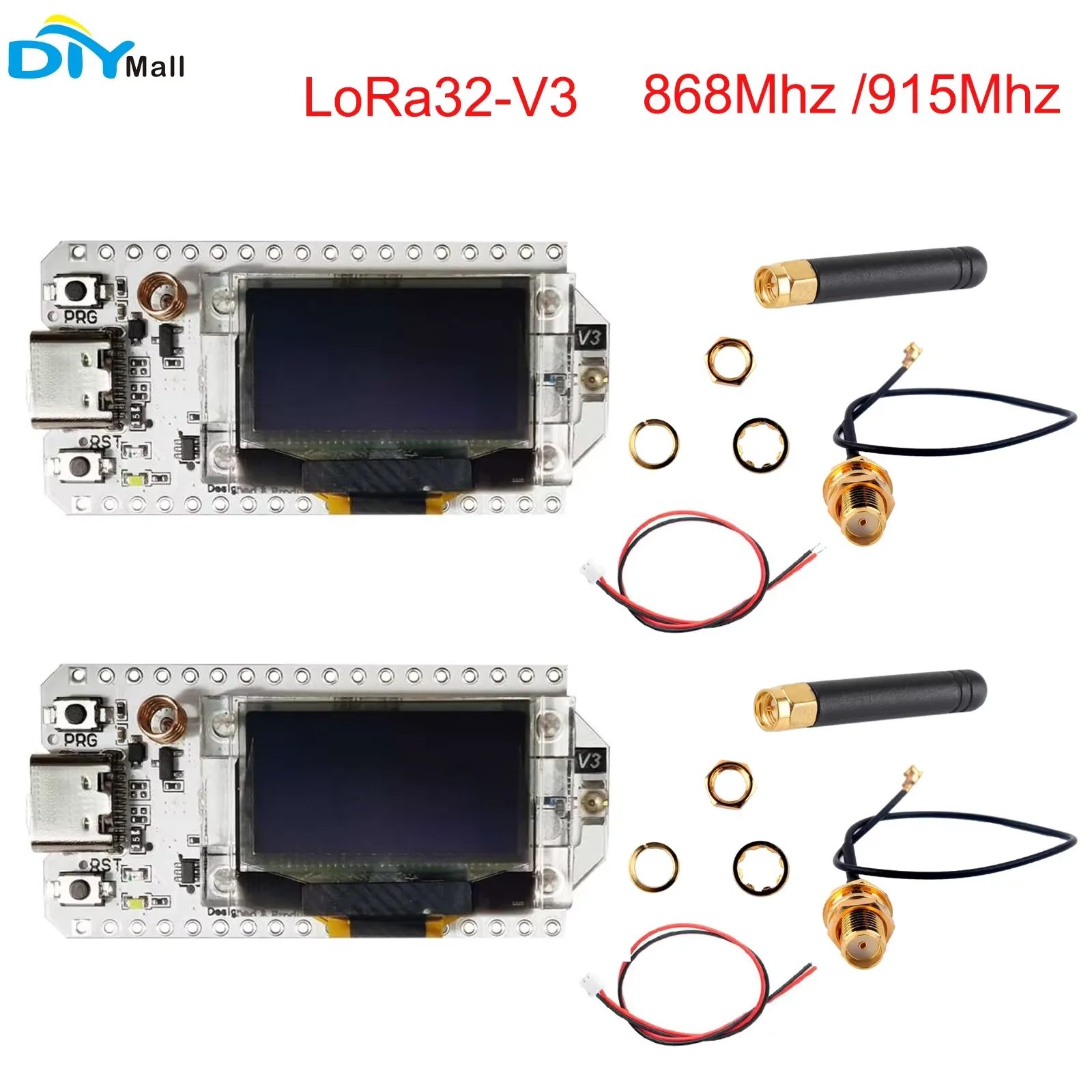 

2 комплекта плат для разработки IoT-приложений 0.96 OLED Wifi BLE LoRa32 V3 ESP32-S3 Node на базе SX1262 LoRa 32, 868МГц 915МГц, для Meshtastic