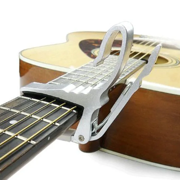 Silver Aluminum Alloy Guitar Capo for Acoustic Electric Guitars Trigger Style One-Hand Operation Tight String Hold