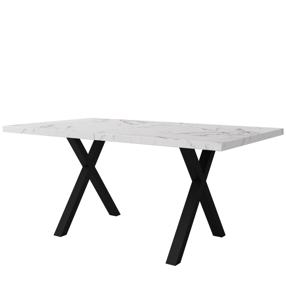 Esstisch, gekreuztes Design, rechteckiger Esstisch, Couchtisch, moderner, einfacher Esstisch aus Schmiedeeisen, 140 x 80 x 76 cm – Detail 26