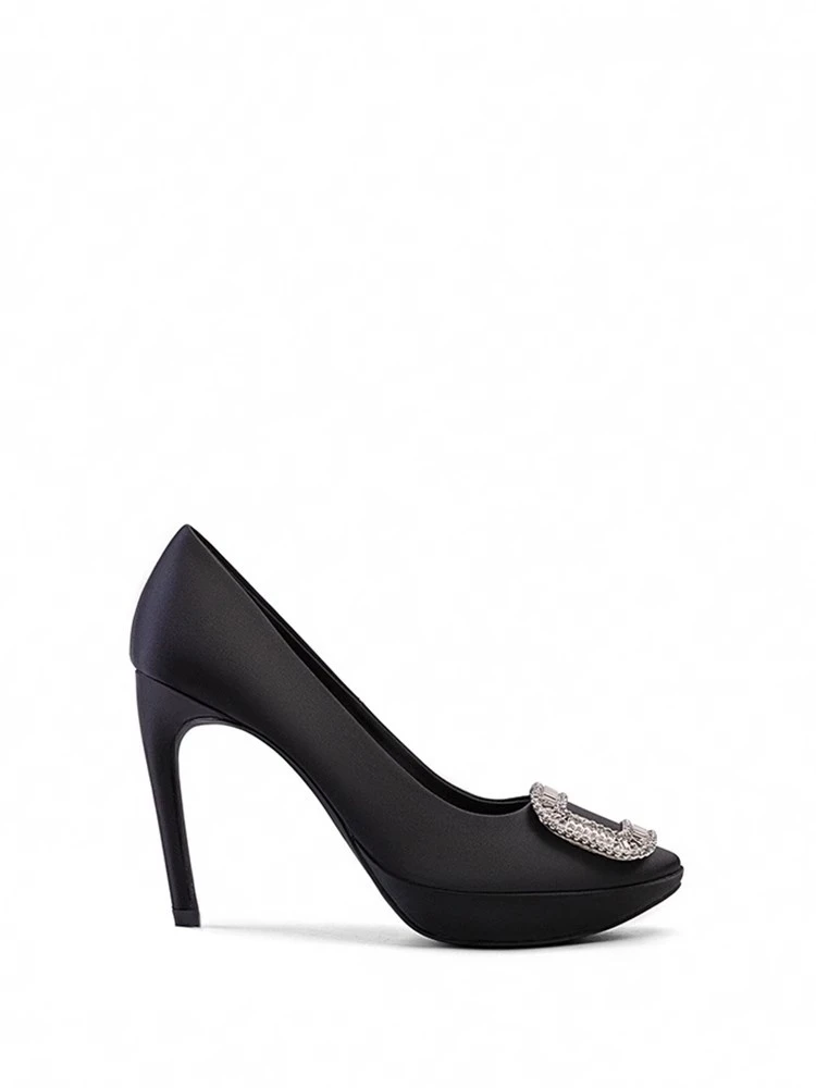 

Новые весенние туфли из мелкого шелка с квадратным носком и пряжкой со стразами, тонкие банкетные туфли на высоком каблуке, непромокаемая женская обувь на платформе