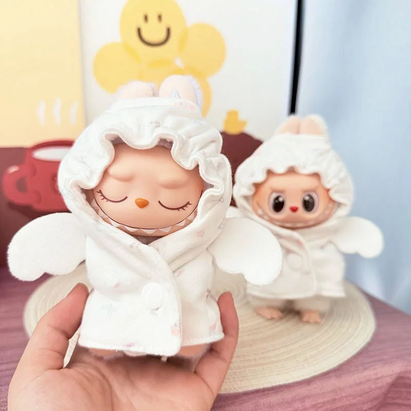 

Labubu Clothes For 15/17cm Doll Angel Pajamas With Wings Baby Bathrobe Hoodie Plush Cotton Idol Doll Universal Accessories Gifts