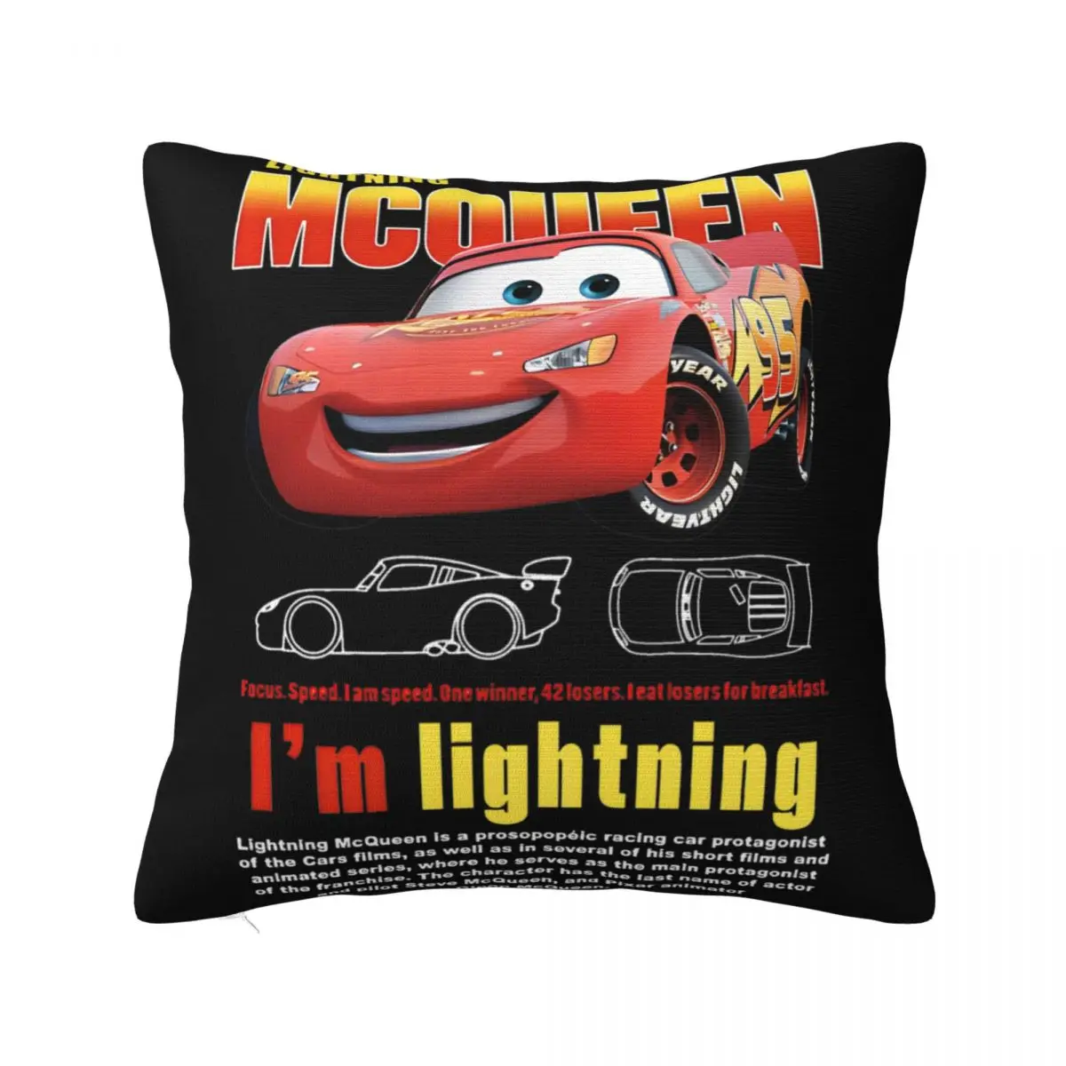 

Vintage Cars Lightning McQueen Pillowcase Fabric Cushion Cover Life Is A Highway Pillow Case Cover Home Zippered 45cm